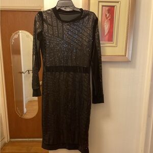 Glamorous Black Sequin Long Sleeve Dress